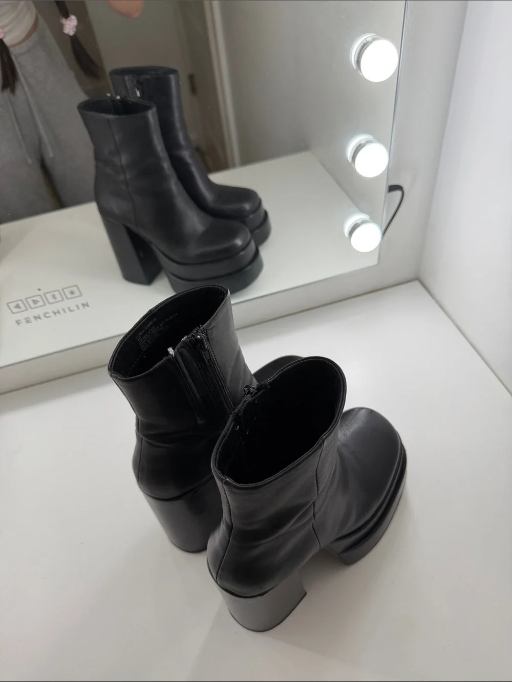Steve Madden Black Platform Block Heel Ankle Boots